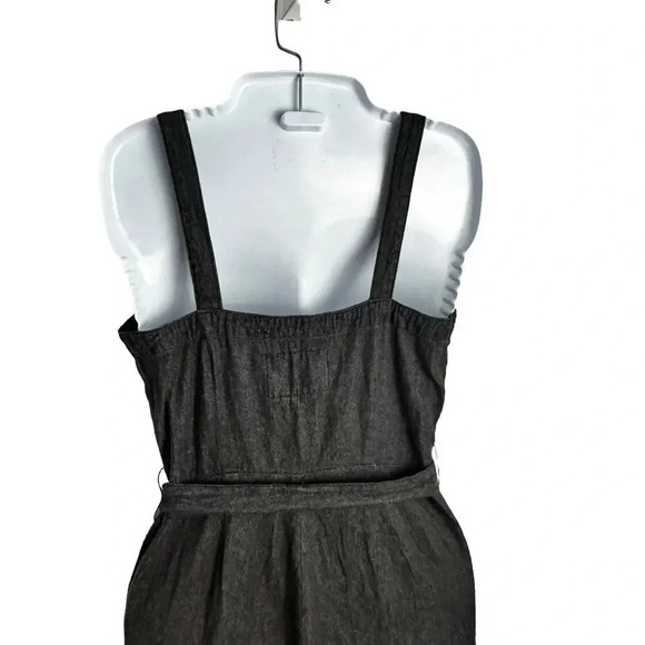91 Cotton On Black Charcoal Denim Zip Front Tie Belt Jumpsuit Romper Women's 2 - Picture 6 of 9